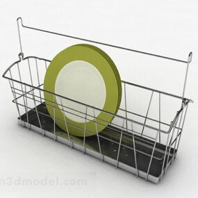 Simple Stainless Steel Kitchen Dish Rack 3d model