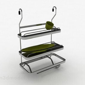 Dreischichtiges Schüsselregal aus Edelstahl V1 3D-Modell
