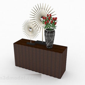 シンプルな木製のテーブルとキャビネットの3Dモデル