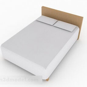 Simple White Double Bed 3d model