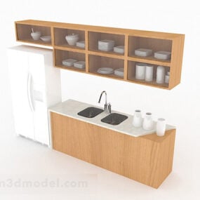 Modelo 3d de armário de cozinha branco simples