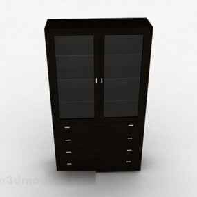 Mô hình tủ sách gỗ đơn giản 3d