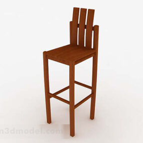 Simple Wooden Brown Bar Chair 3d model