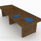 میز اداری قهوه ای چوبی ساده