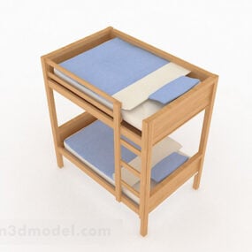 نموذج بسيط لسرير خشبي بطابقين ثلاثي الأبعاد