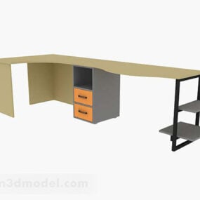 Simple Wooden Work Desk 3d model