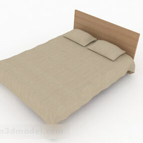 Simple Wooden Double Bed 3d model