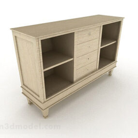 Simple Wooden Office Cabinet 3d model