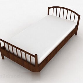 Simple Wooden Single Bed 3d model