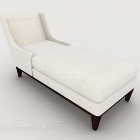 3д модель простого деревянного белого дивана-кресла
