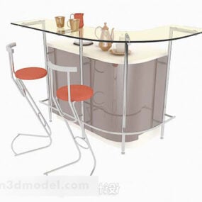 Простий жовтий барний стіл і стілець 3d модель