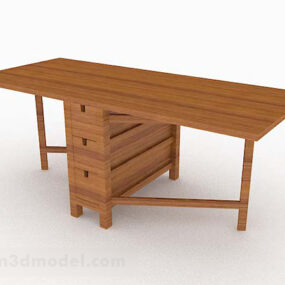 Simple Yellow Brown Office Desk 3d model