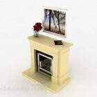 Simple yellow fireplace 3d model