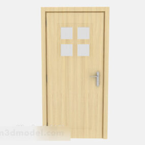 Simple Yellow Solid Wood Door Structure 3d model