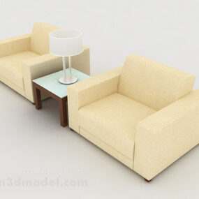 Simple Yellow Table Chair 3d model