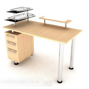 Simple Yellow Wooden Desk 3d model