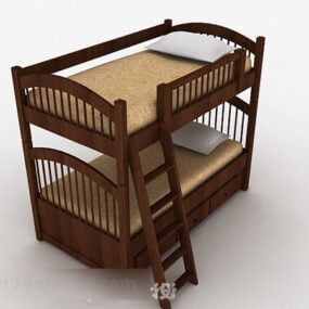 نموذج ثلاثي الأبعاد لسرير مفرد بطابقين مع درابزين مفرد