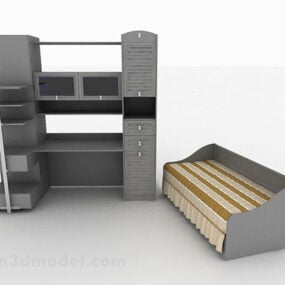 Single Bed Cabinet Combination 3d model