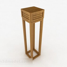 Single Wooden Color Flower Stand 3d model