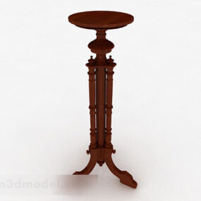 Single Round Wooden Flower Stand 3d model
