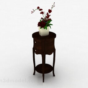 Wooden Double Flower Stand 3d model