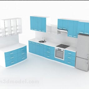 スカイブルーのキッチンキャビネット3Dモデル