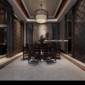 Modelo 3D do interior de um pequeno restaurante chinês