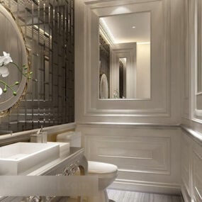 Tyylikäs klassinen kylpyhuoneen sisätilojen 3D-malli