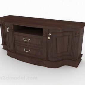 Solid Wood Brown Tv Cabinet 3d model