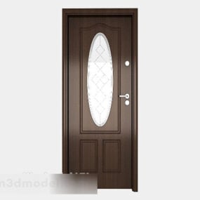 باب منزلي مصنوع من الخشب الصلب موديل ثلاثي الأبعاد