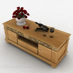 کابینت زرد چوب جامد مدل سه بعدی