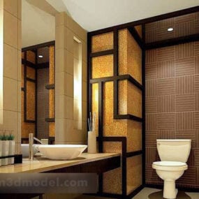 Modelo 3D do interior do banheiro asiático