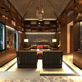 东南亚书房室内3d模型