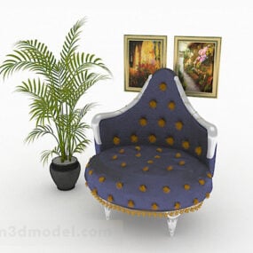 東南アジアの青いシングルソファ家具3Dモデル