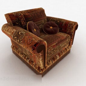 3д модель винтажного коричневого кожаного односпального дивана