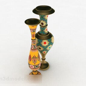 Modelo 3D de decoração de vaso do sudeste asiático