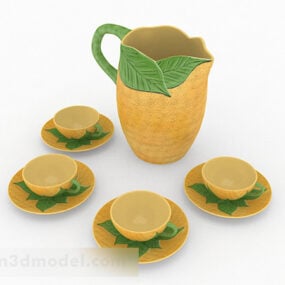 Mô hình bộ trà gốm phong cách Đông Nam Á 3d