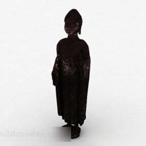 아시아 불교 승려 조각 3d 모델