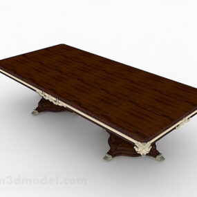Modelo 3D de móveis de mesa de jantar de madeira asiática