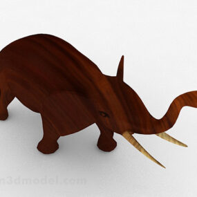 Southeast Asian Style Wooden Elephant Decoration Furnishings 3d model