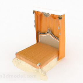 Jihovýchodní Asie Design Žlutá manželská postel 3D model