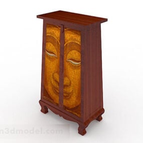 Asian Office Cabinet Wood Style 3d model
