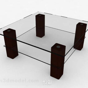 Kwadratowy podwójny szklany stolik kawowy Model 3D