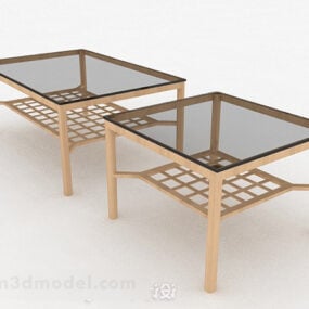 정사각형 유리 커피 테이블 가구 3d 모델