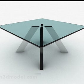 Fyrkantigt glas enkelt soffbord 3d-modell