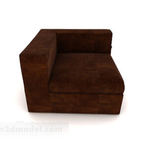 Square Simple Casual Dark Brown Single Sofa 3d model