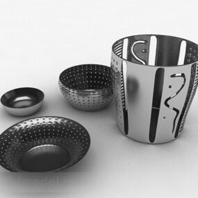 3d модель кухонного посуду з нержавіючої сталі