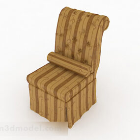 Striped Brown Fabric Single Sofa 3d model