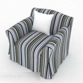 3d модель домашнього односпального дивана в смужку