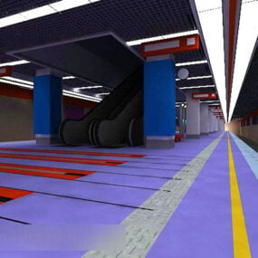 Tunnelbanestation interiör 3d-modell